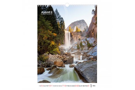 Календар A3 настінний на 2026 р "Waterfalls", Axent