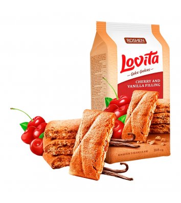 Печиво Lovita з вишнево-ванільною начинкою 168г,  Roshen