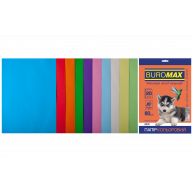 Набір паперу А4 80г/м2 20арк кольоровий 10 кольорів пастельний/інтенсивний, Buromax