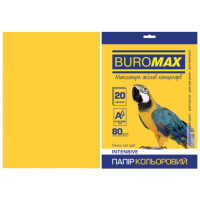 Бумага А4 80г/м2 20л цветная интенсивная желтая, Buromax