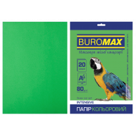 Бумага А4  80г/м2  20л цветная интенсивный зеленый, Buromax