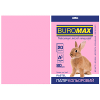 Папір А4  80г/м2  20арк кольоровий пастельний рожевий, Buromax
