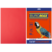 Папір А4  80г/м2  20арк кольоровий інтенсивний червоний, Buromax