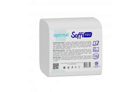 Туалетная бумага двухслойная 200л V-образная "SoffiPRO" Optimal