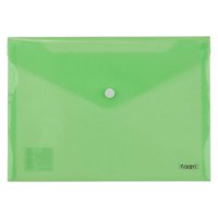Папка-конверт А5 на кнопці пластикова прозора зелена, Axent