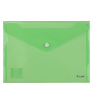 Папка-конверт А5 на кнопке пластиковая прозрачная зеленая, Axent