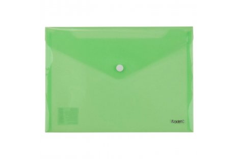 Папка-конверт А5 на кнопке пластиковая прозрачная зеленая, Axent