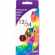 Олівці кольорові 12шт 24 кольори двосторонні шестигранні "Геометрія", Kite