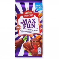 Шоколад молочный Max Fun со взрывчатой карамелью мармеладом и печеньем 160г, Корона