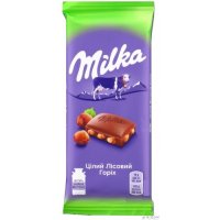 Шоколад молочний з подрібненими лісовим горіхом 90г, Milka