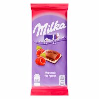 Шоколад молочний з малиново-кремовою начинкою 90г, Milka