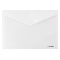 Папка-конверт А4 на кнопке пластиковая прозрачная белая, Economix