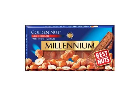Шоколад Golden Nut молочний з цільними лісовими горіхами 100г, Millennium