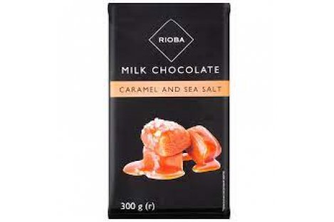 Шоколад молочний карамель морська сіль 300г, Rioba
