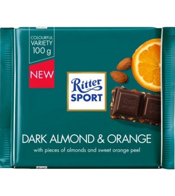 Шоколад Sport темный миндаль и апельсин 100г, Ritter