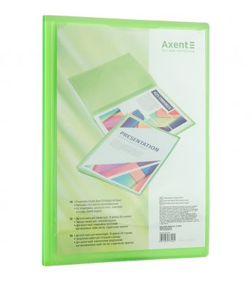 Папка А4 пластикова з 20 файлами прозора зелена, Axent