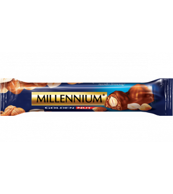 Шоколад молочний Golden Nut з начинкою і цілими лісовими горіхами 40г, Millennium
