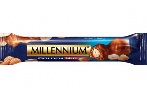 Шоколад молочный Golden Nut с начинкой и целыми орехами 40г, Millennium