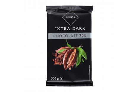 Шоколад екстра темний 70% 300г,  Rioba