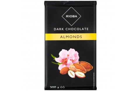 Шоколад черный с миндалем 300г, Rioba