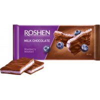 Шоколад молочный с черничной нугой 90г, Roshen