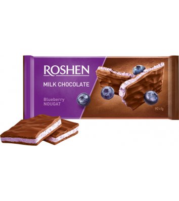 Шоколад молочний з чорничною нугою 90г, Roshen