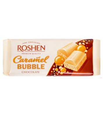 Шоколад  пористий білий карамель 80г, Roshen