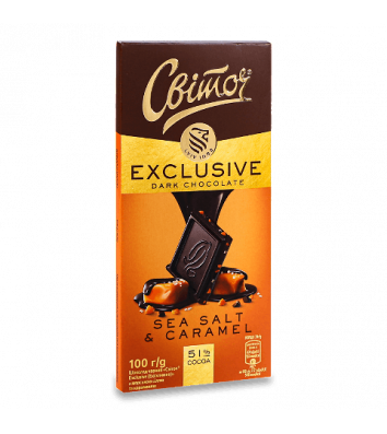 Шоколад Exclusive черный с морской солью и карамелью 100г, Светоч