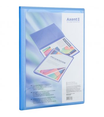 Папка А4 пластикова з 20 файлами прозора синя, Axent