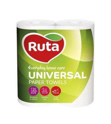 Рушники паперові двошарові 2рул білі Universalі, Ruta