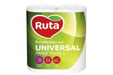 Полотенца бумажные двухслойные 2рул белые Universalі, Ruta