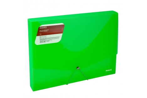 Папка-бокс А4 30мм пластиковая прозрачная зеленая, Axent