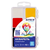 Акварель  8 кольорів медова без пензлика "Classic", Kite