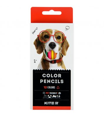 Олівці кольорові 12шт тригранні "Dogs", Kite