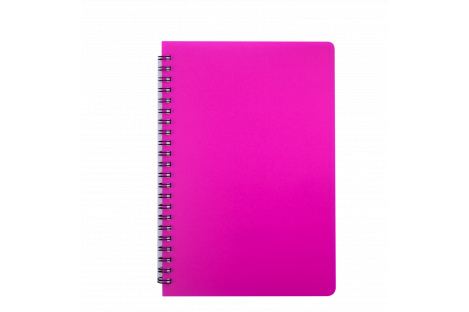 Блокнот А5 60арк клітинка Bright, бічна спіраль рожевий, Buromax