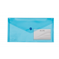 Папка-конверт DL на кнопке пластиковая синяя Travel, Buromax