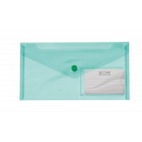 Папка-конверт DL на кнопке пластиковая зеленая Travel, Buromax