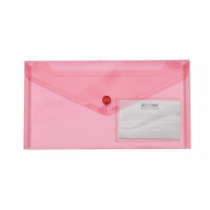 Папка-конверт DL на кнопці пластикова червона Travel, Buromax