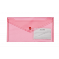 Папка-конверт DL на кнопці пластикова червона Travel, Buromax
