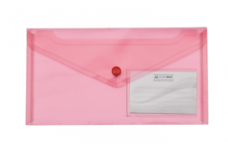 Папка-конверт DL на кнопке пластиковая красная Travel, Buromax