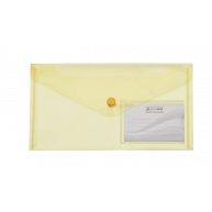 Папка-конверт DL на кнопці пластикова жовта Travel, Buromax