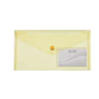 Папка-конверт DL на кнопке пластиковая желтая Travel, Buromax