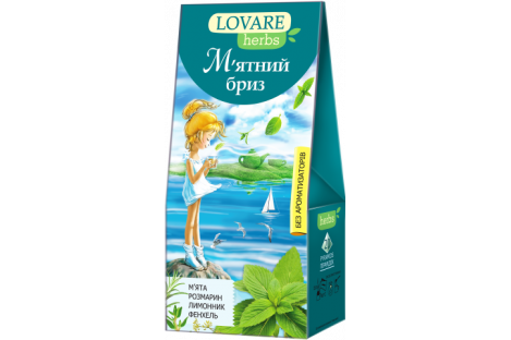 Чай трав'яний Lovare М'ятний бриз в пакетиках 20шт*1.8г