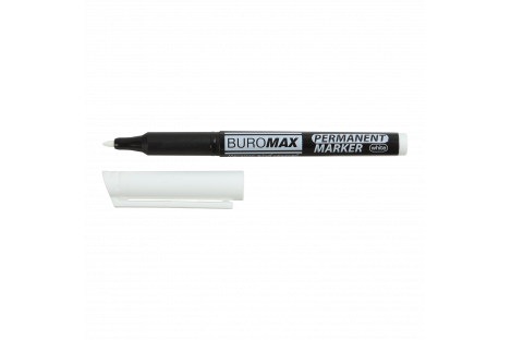 Маркер перманентний водостійкий, колір чорнил білий 1-2мм, Buromax