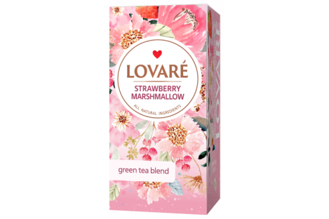 Чай зелений Lovare Strawberry marshmallow  в пакетиках 24шт*1,5г