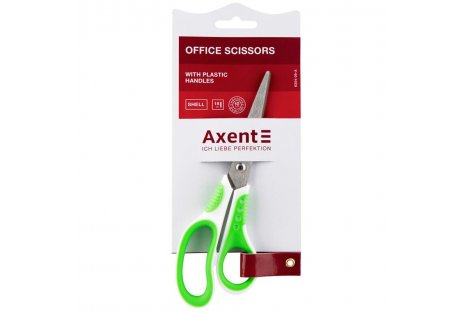 Ножницы 18см ручки с резиновыми вставками бело-салатовые Shell, Axent