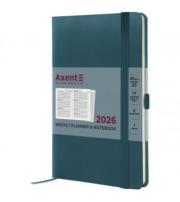 Щотижневик датований A5 2026 Partner Strong бірюзовий, Axent