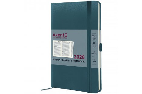 Щотижневик датований A5 2026 Partner Strong бірюзовий, Axent Щотижневик датований A5 2026 Partner Strong бірюзовий, Axent