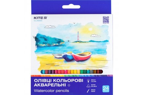 Карандаши цветные акварельные 24шт "Classic", Kite