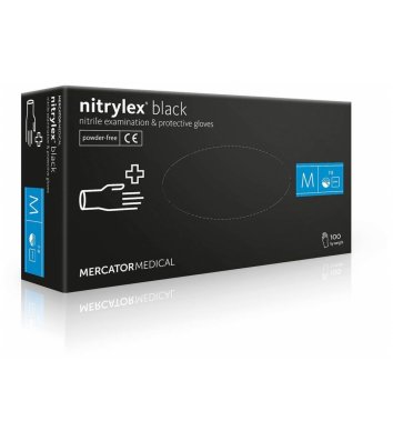 Рукавички нітрилові 100шт M чорні, Nitrylex